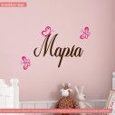 Kids wall stickers Butterflies with name