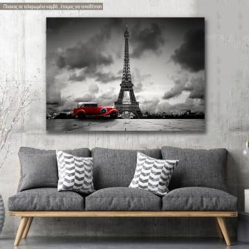 Canvas print Paris, Retro car @ Eiffel