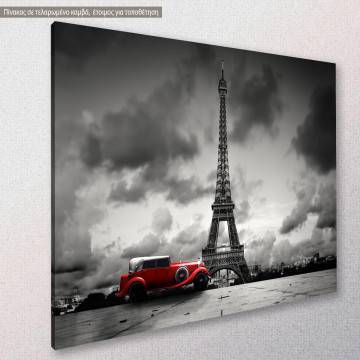 Canvas print Paris Retro car @ Eiffel Framed canvas View 1 2