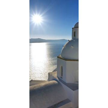 Door sticker Santorini, view over the chapel 2