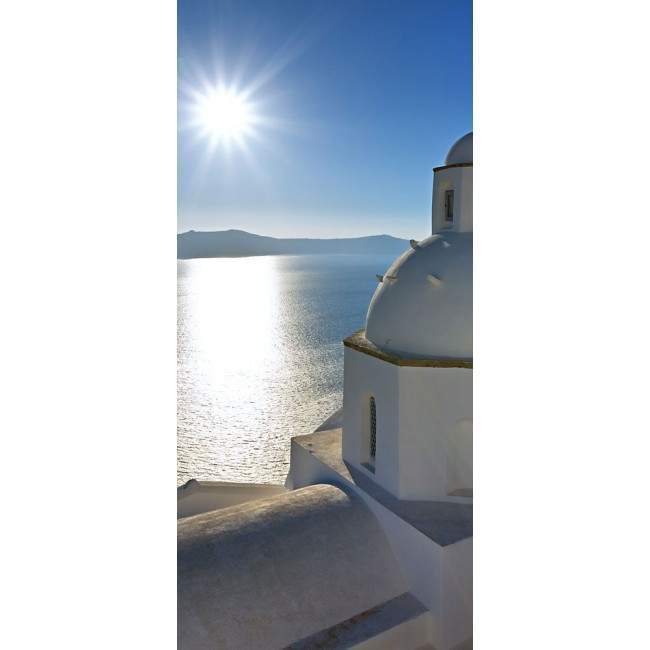 Σαντορίνη, θέα πάνω από το εκκλησάκι, αυτοκόλλητο πόρτας