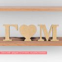 Wooden initials(Freestanding) , with heart 