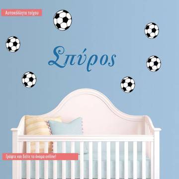 Αυτοκόλλητο τοίχου Όνομα και μπάλες ποδοσφαίρου 2