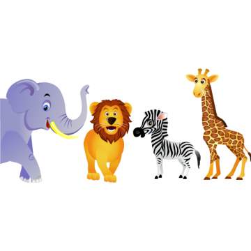 Wall stickerselephant, lion, zebra and giraffe. Jungle Animals 2