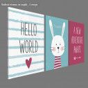Kids canvas print Hello world,  3 panels