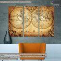 Canvas print Vintage world map 1733,  3 panels