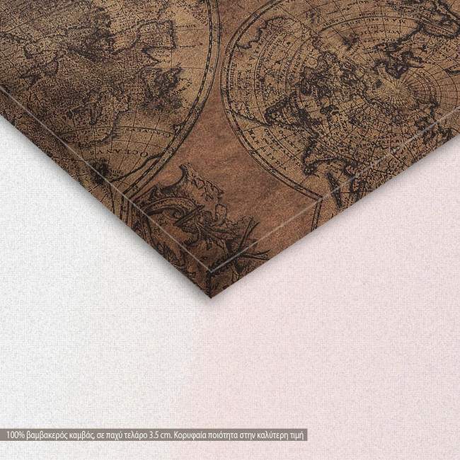 Old map with compass, πίνακας σε καμβά, λεπτομέρεια 