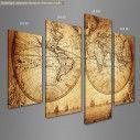 Canvas print Vintage world map 1733, four panels, side