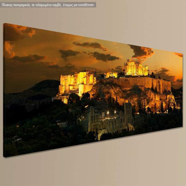 Canvas print Acropolis sunrise, panoramic, side