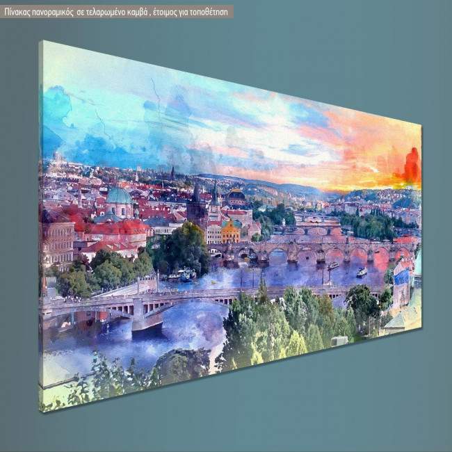 Canvas print Charles bridge, Prague, panoramic, side