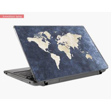 Grunge world map Laptop skin with map