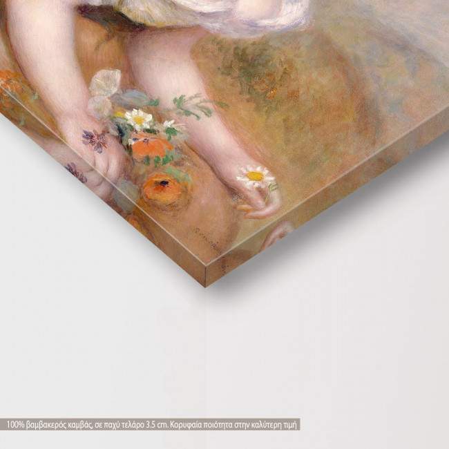 Canvas print Young girl with daisies, Renoir, detail