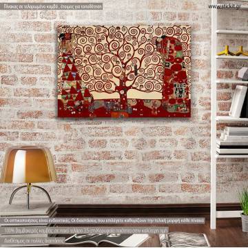 Canvas print Tree of life red, (original G. Klimt), reproduction
