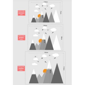 Kids wall stickers Scenery with mountains birds and clouds 2