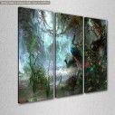 Canvas print Peacocks forest - digital art,  3 panels, side