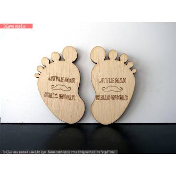 Wooden footprints little man hello world  decorative figure 2