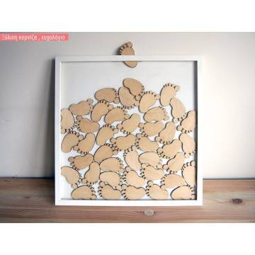 Frame with footprints wooden wishes board