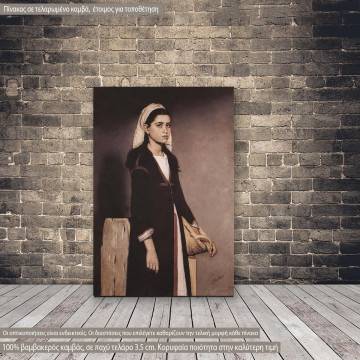 Canvas print Village girl with basket, Panorios