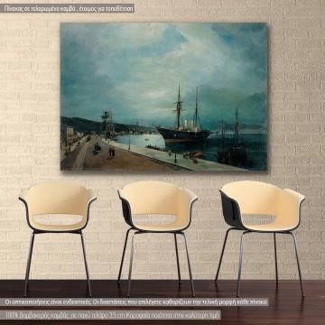 Πίνακας ζωγραφικής Φεγγαρόλουστο λιμάνι του Βόλου, Βολανάκης, αντίγραφο σε καμβά