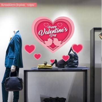 Store stickers Happy Valentines day with hearts