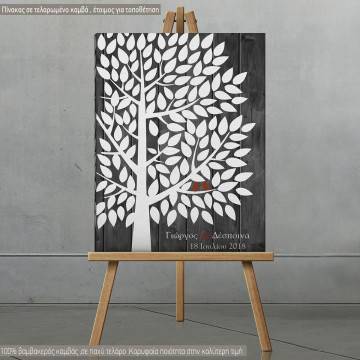 Canvas print Wish tree with tree, White leaves simple tree