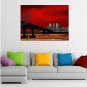 Canvas print Red sunset on the bridge