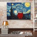 Πίνακας ζωγραφικής Snoopy's starry night, (based on Starry night by van Gogh), αντίγραφο σε καμβά