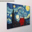Canvas print Snoopy's starry night, (based on Starry night by van Gogh), reproduction, side