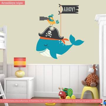 Kids wall stickers with Whale and pirate, Ahoy 