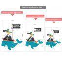 Kids wall stickers with Whale and pirate, Ahoy 
