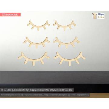 Wooden eye lids sleepy eyes,  decorative figure