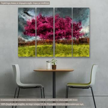 Canvas print Purple tree, four panels