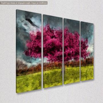 Canvas print Purple tree, four panels 2
