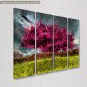 Canvas print Purple tree, four panels, side
