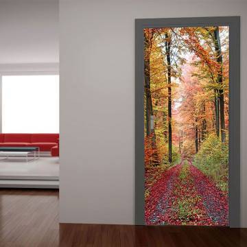 Door sticker Path covered with leaves