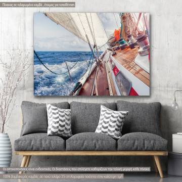 Πίνακας σε καμβά Sail boat navigating on the waves II