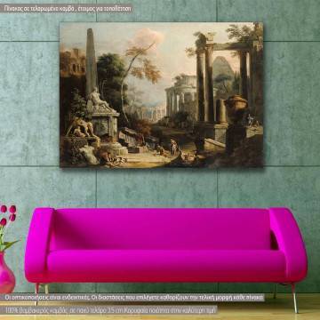 Πίνακας ζωγραφικής Classical ruins and figures, Ricci, αντίγραφο σε καμβά