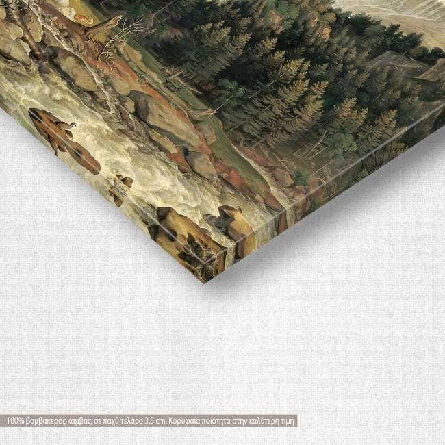 Der Schmadribachfall by J. A. Koch, αντίγραφο - αναπαραγωγή πίνακα σε καμβά, λεπτομέρεια