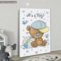 Kids canvas print Its a boy with bear and hat 