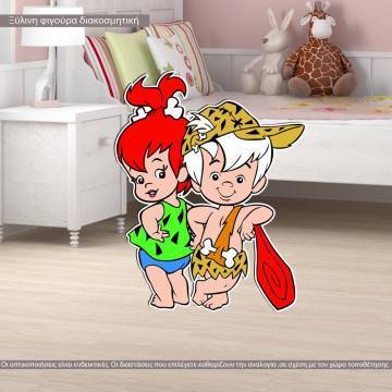 Boom Boom and Pebbles flintstones wooden figure printed
