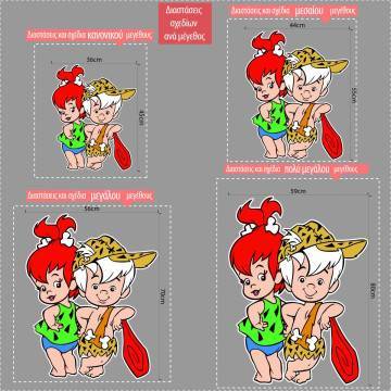Boom Boom and Pebbles flintstones wooden figure printed 2