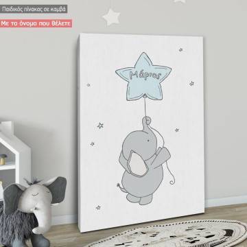 Kids canvas print Reach for the stars, little elephant and stars 2
