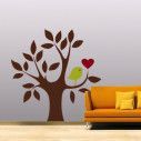 Αυτοκόλλητο τοίχου Δέντρο, καρδιά και πουλί
