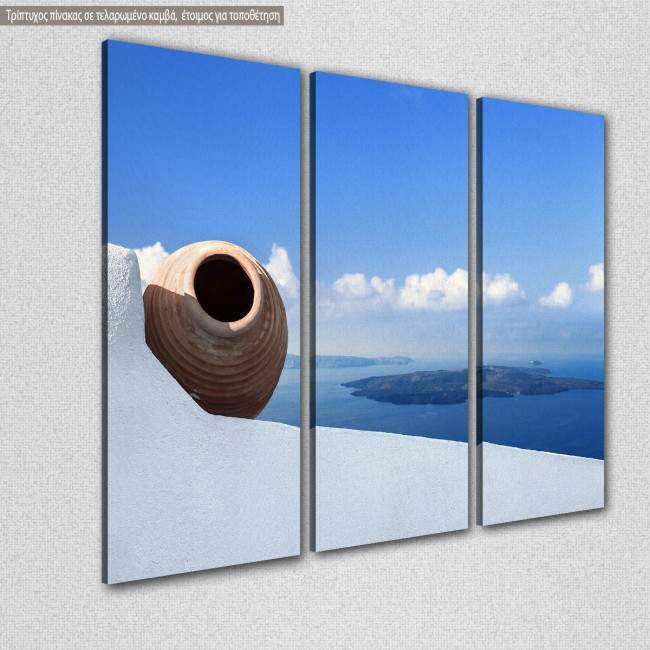 Canvas print Santorini island,  3 panels, side
