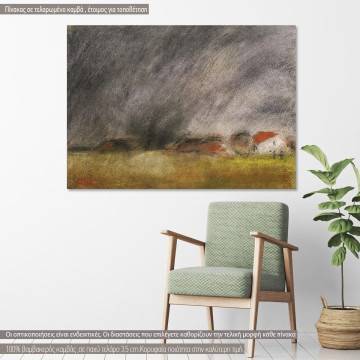 Canvas print Houses, clouds at late summer, Rippl-Rónai József