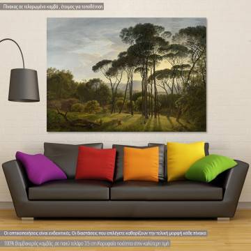 Canvas print Landscape with umbrella pines, Voogd