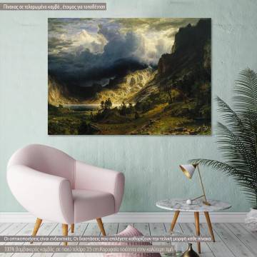 Πίνακας ζωγραφικής Storm in the Rocky mountains, Mt. Rosalie, Bierstadt, αντίγραφο σε καμβά