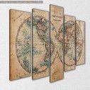 Canvas print Old world map in hemispheres five panels, side