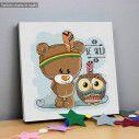 Kids canvas print Be Wild, Bear and owl tribal