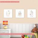 Kids canvas print Cute animals,  3 panels